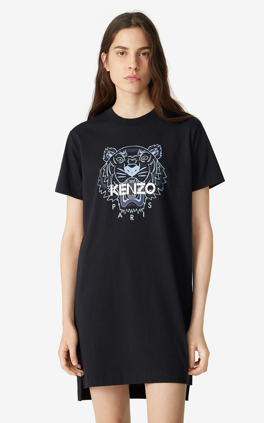 Kenzo Tiger T shirt Elbise Bayan Siyah | 1982-HJGIK